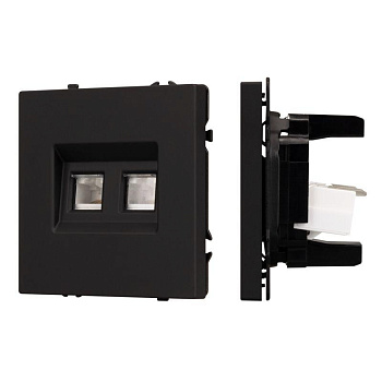 Розетка компьютерная 2-м ARL NOBE SCT-MPC2-SFPL-BK 2хRJ45 кат.6 софт-тач черн. оникс Arlight 054313(1)