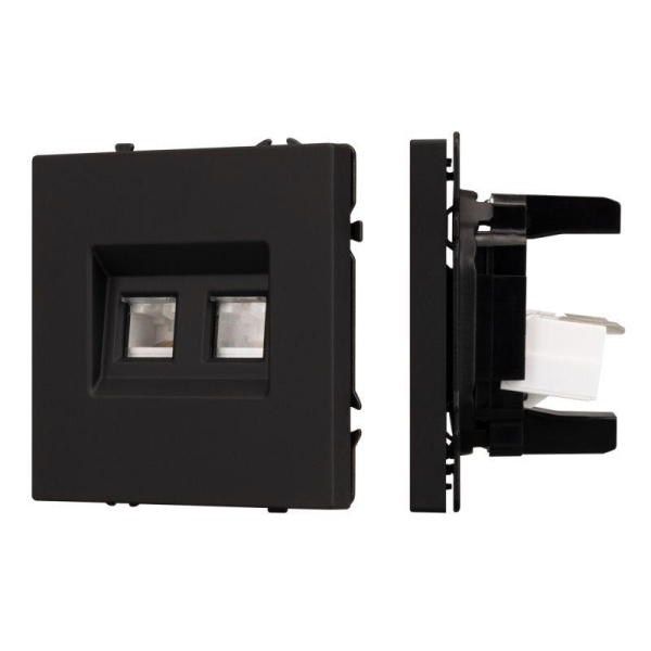 Розетка компьютерная 2-м ARL NOBE SCT-MPC2-SFPL-BK 2хRJ45 кат.6 софт-тач черн. оникс Arlight 054313(1)