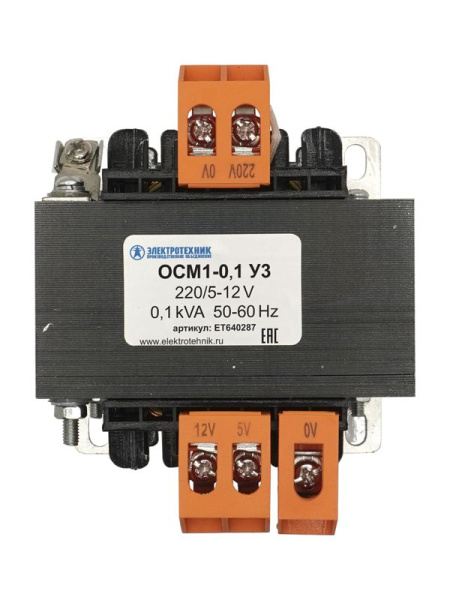 Трансформатор ОСМ1-0.1 У3 220/5-12 ПРОФИ Электротехник ET640287