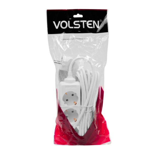 Удлинитель 2х5м с заземл. 10А IP20 S 2х5-Z 2.2кВт ПВС 3х0.75 Volsten 9310