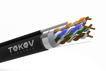 Кабель витая пара F/UTP 4х2х24AWG(0.51мм) + трос кат.5E PE outdoor Fluke tested 305м (м) PRO TOKOV ELECTRIC TKP-C05-F42-5E-305-ODC