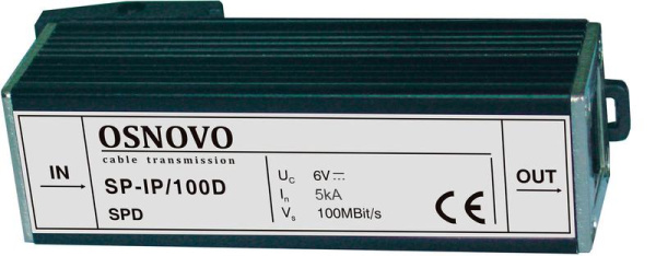 Устройство грозозащиты SP-IP/100D для локал. вычислит. сети (скорость до 100Мб/с) OSNOVO 11341