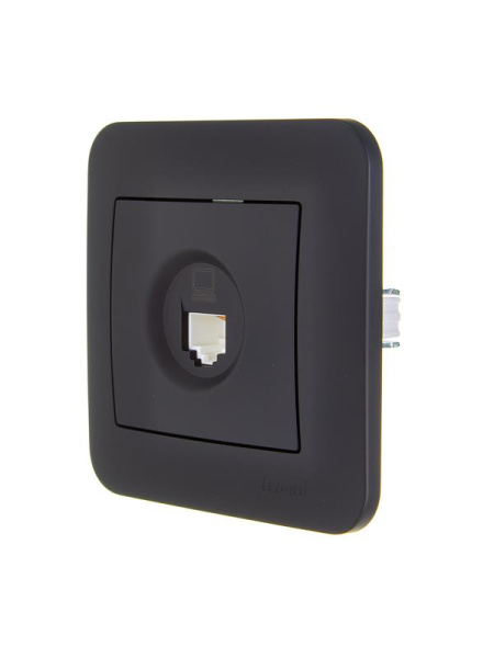 Розетка компьютерная 1-м СП ASTI IP20 RJ45 в сборе Cat 5e черн. бархат LEZARD 7081-4242-139