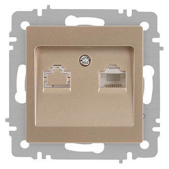 Розетка компьютерная 1-м СП Accent 6-303-04 RJ45 IP20 шампань Intro Б0063632