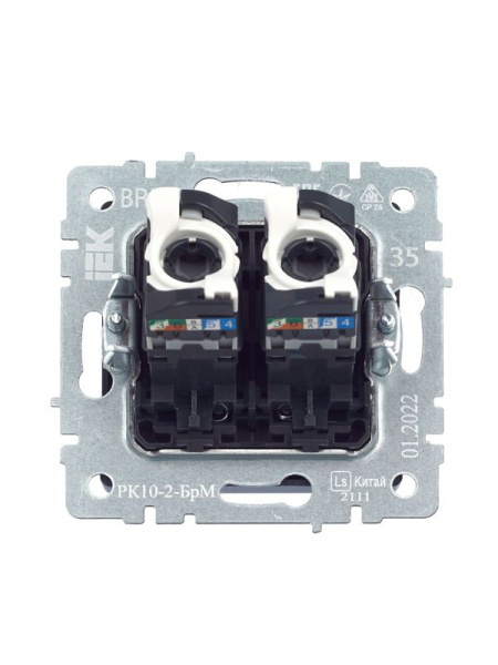 Розетка компьютерная 2-м СП BRITE RJ45 кат.5E РК10-2-БрМ механизм маренго IEK BR-K20-1-K35