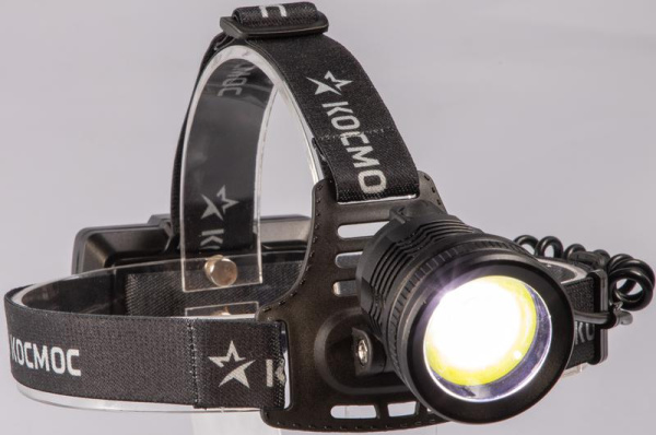 Фонарь налобный аккум. 10Вт P50 LED/Li-ion18650 2х1000мА.ч алюм. КОСМОС KOC855Lit