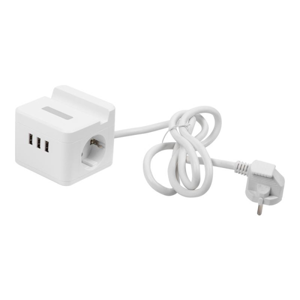 Удлинитель 2х1.5м с заземл. 16А Standard S-GCD2-1.5SBUH WHITE 3 USB держатель для телефона бел. Uniel UL-00011251