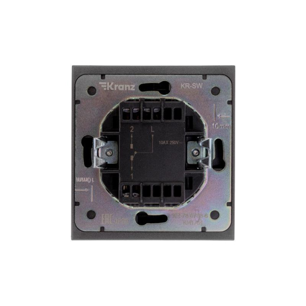 Выключатель проходной (переключатель) 1-кл. СП STRONG MIELE 10А графит Kranz KR-78-0708-6