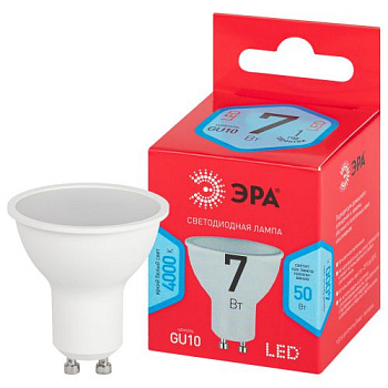 Лампа светодиодная RED LINE LED MR16-7W-840-GU10 R 7Вт MR16 софит 4000К нейтр. бел. GU10 Эра Б0049640