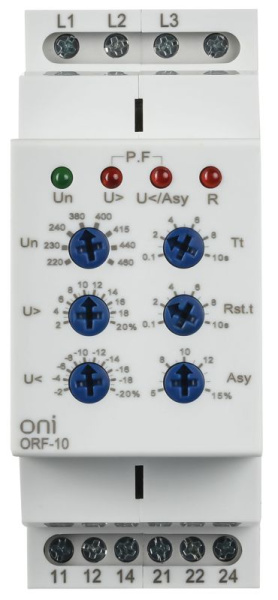 Реле фаз ORF-10 3ф 2 конт. 220-460В AC ONI ORF-10-220-460VAC