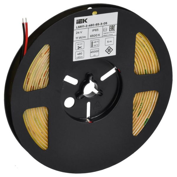 Лента LED COB-480LED 11Вт/м IP65 8мм 24В 6500К (уп.5м) IEK LSR11-2-480-65-3-05