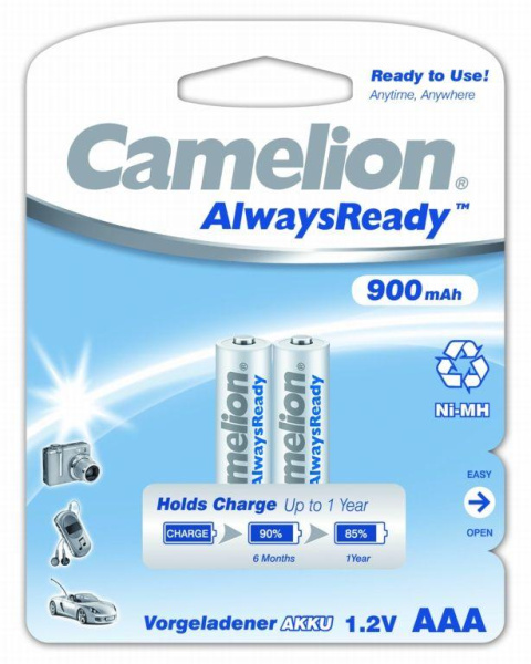 Аккумулятор AAA/R03 900мА.ч NI-Mh Always Ready BL-2 металлик (блист.2шт) Camelion 9165