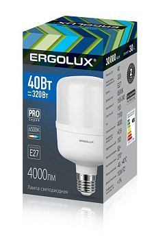 Лампа светодиодная LED-HW-40W-E27-6K PRO 40Вт 6500К холод. бел. E27 4000лм 150-260В Ergolux 14328