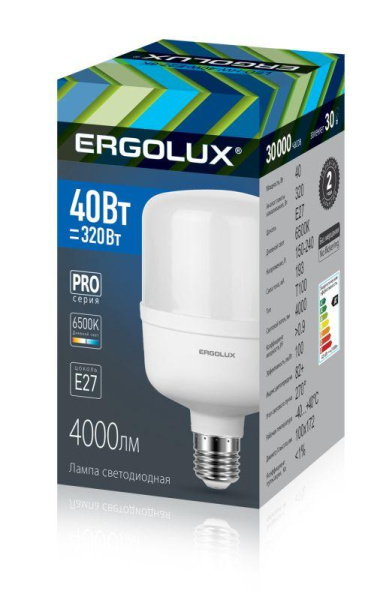 Лампа светодиодная LED-HW-40W-E27-6K PRO 40Вт 6500К холод. бел. E27 4000лм 150-260В Ergolux 14328