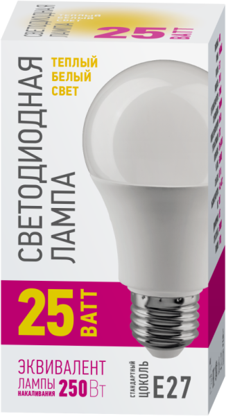 Лампа светодиодная 90 446 OLL-A60-25-230-2.7K-E27-PROMO 25Вт грушевидная 2700К E27 220-240В ОНЛАЙТ 90446