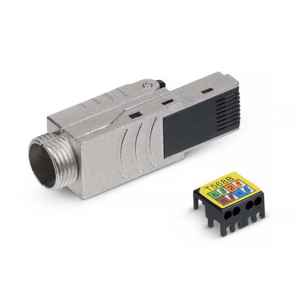 Коннектор RJ45 (8P8C) 8P8C-SH-C8-TWP под витую пару кат.8 экранир. со вставкой Cabeus 10070c