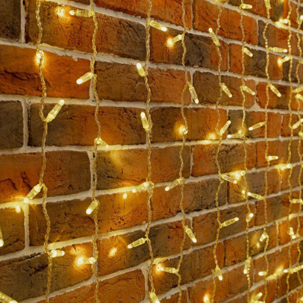 Гирлянда светодиодная "Дождь" 2х6м 768LED тепл. бел. 70Вт 230В IP65 эффект мерцания провод прозр. (партия 2020 - 768LED) Neon-Night 235-386