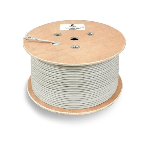 Кабель витая пара U/FTP кат.6A 4х2х23AWG solid PVC нг(А)-LS STP-4P-Cat.6a-SOLID-IN-PVC сер. (уп.305м) Cabeus 7196c