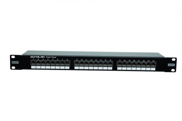 Патч-панель 19дюйм моноблочная кат.6 FTP 1U 24 порта черн. Eurolan 27B-F6-24BL