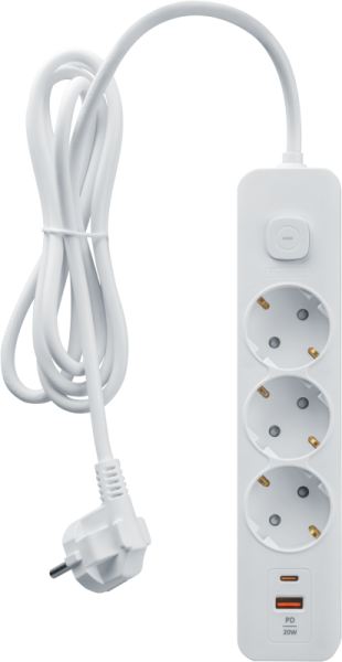 Удлинитель 3х5м с заземл. 16А IP20 95 689 NPE-USB06-03-500-ESC-3X1-PD20W USB-C + USB-A с выкл. бел. NAVIGATOR 95689