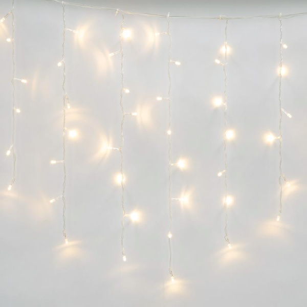 Гирлянда светодиодная "Бахрома" ULD-B20007-480/DTA/RC WARM WHITE IP44 20м 480LED тепл. бел. с пультом провод прозр. Uniel UL-00008560