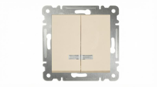 Выключатель 2-кл. СП Karea 10А IP20 с подсветкой механизм крем. Makel 57010023