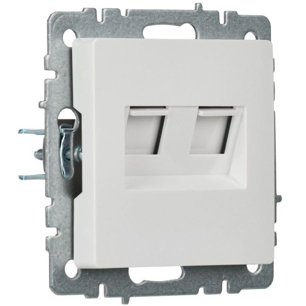 Розетка компьютерная двойн. СП RJ45 кат.5E BRITE РК10-2-БрБ механизм бел. IEK BR-K20-1-K01
