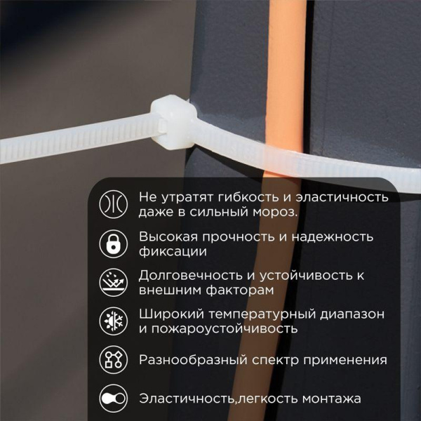 Хомут 3.6х250мм морозостойкий бел. (уп.100шт) Rexant 87-0250