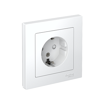 Розетка 1-м СП AtlasDesign 16А IP20 с заземл. защ. шторки в сборе бел. SE ATN000144