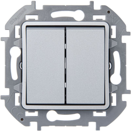 Переключатель модульный 2-кл. Inspiria 250В 10AX алюм. IEK 673657
