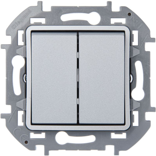 Переключатель модульный 2-кл. Inspiria 250В 10AX алюм. IEK 673657
