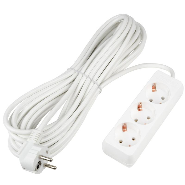 Удлинитель 3х10м с заземл. 16А Ultra S-GCU3-10 WHITE бел. Uniel UL-00010004