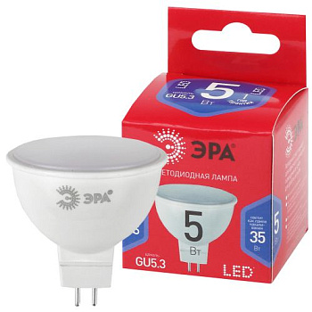 Лампа светодиодная RED LINE LED MR16-5W-865-GU5.3 R 5Вт MR16 софит 6500К холод. бел. GU5.3 Эра Б0045349