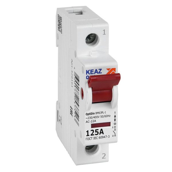 Выключатель нагрузки модульный 1п 25А OptiDin BM63PL-1125-УХЛ3 (ВМ63PL) КЭАЗ 328161