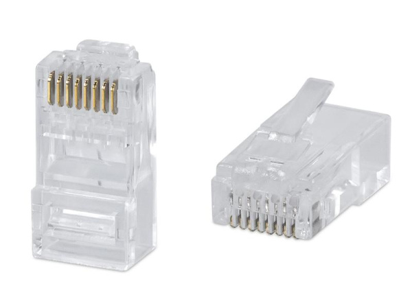 Коннектор RJ45 8P8C-C6 под витую пару кат.6 универс. для ОЖ и МЖ кабеля для проводников с толщ. по изоляции до 1.05мм Cabeus 7244c