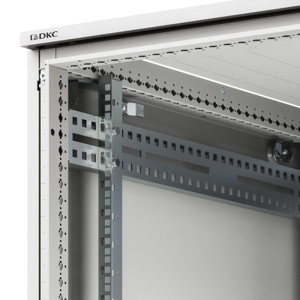 Шкаф напольный разобранный 19дюйм IT-CQE-N 42U 600х800мм крыша с вырубкой дверь стекло и сплошная металл двойные боковые панели сер. RAL7035 DKC R5ITN42608FG1M1SG