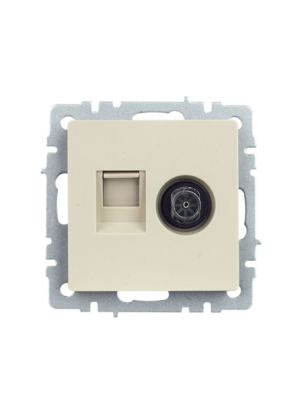 Розетка компьютерная + телевизионная 2-м Brite РТВ/РК12-БрКр RJ45 кат.5E + TV механизм беж. IEK BR-AK20-1-K10