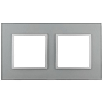 Рамка 2-м 14-5102-03 стекло Elegance алюм.+алюм. ЭРА Б0034490