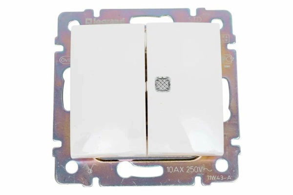 Выключатель 2-кл. СП Valena 10А IP20 с индикацией механизм бел. (DIY-упак.) IEK 694278