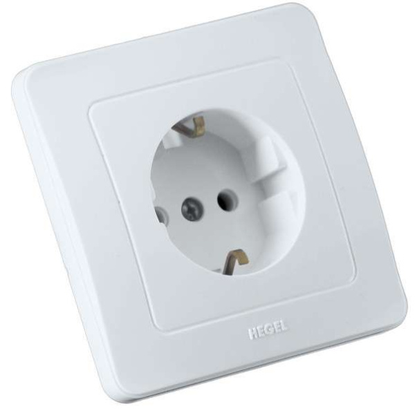 Розетка 1-м СП Мастер 16А IP20 250В с заземл. защ. шторки бел. HEGEL РС16-312