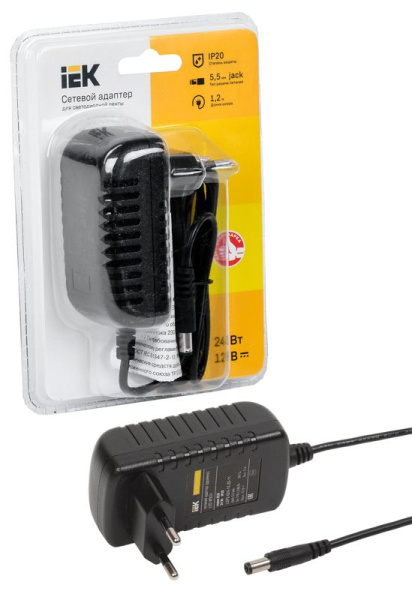 Драйвер LED ИПСН ECO 3528 24Вт 12В адаптер-JacK 5.5мм IP20 IEK LSP2-024-12-20-11