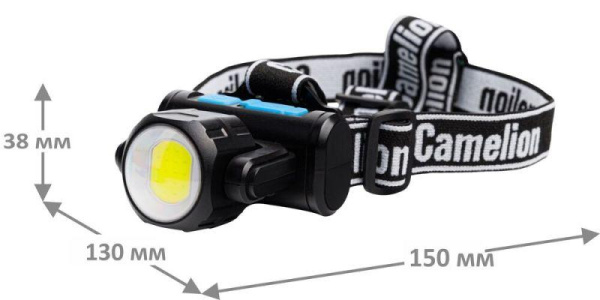 Фонарь налобный LED53402 аккум. 3.7В COB+LED 3.5Вт 4 реж. Type-C блист черн. Camelion 15751