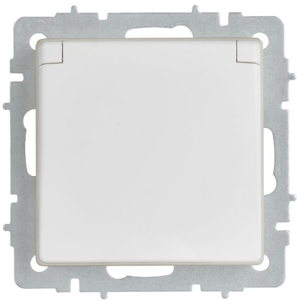 Розетка BRITE РСбш10-3-44-БрАБ 16А IP44 с заземл. защ. шторки с крышкой механизм арктич. бел. IEK BR-R16-16-44-K91