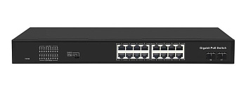 Коммутатор неуправляемый 16PoE 802.3af/at портов 1000Мбит/с 9-16 порт до 250м cat6 2 SFP порта 1000Мбит/с 300Вт NIKOMAX GL-SW-G005-16P