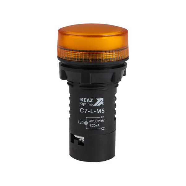 Лампа светодиодная OptiSignal Compact D22 С7-L-M5 желт. 230В AC/DC XB7EV05MP КЭАЗ 362161