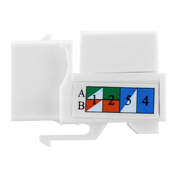 Модуль Keystone Jack RJ-45(8P8C) UTP неэкранир. кат.6 тип 90град. бел. PRO Rexant 02-0254