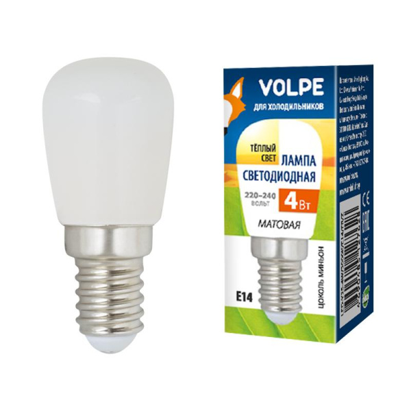 Лампа светодиодная LED-Y25-4W/3000K/E14/FR/Z 4Вт матовая 3000К тепл. бел. E14 для холодильников (упак. картон) Volpe UL-00006501