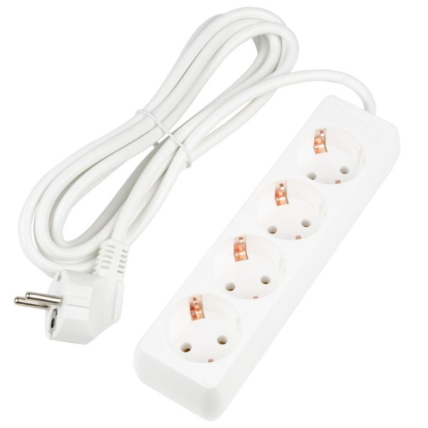 Удлинитель 4х3м с заземл. 16А Ultra S-GCU4-3 WHITE бел. Uniel UL-00010006