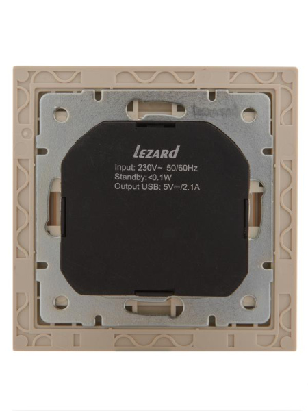 Розетка 1-м СП Rain 16А с заземл. + USB разъем крем. LEZARD 703-0303-181