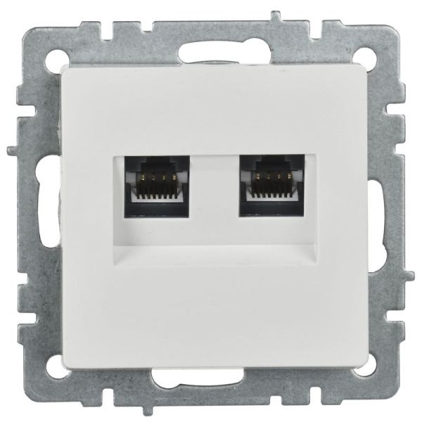 Розетка компьютерная двойн. СП RJ45 кат.5E BRITE РК10-2-БрБ механизм бел. IEK BR-K20-1-K01
